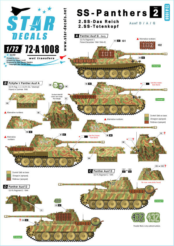 Star Decals 72-A1008 1:72 SS-Panthers #2