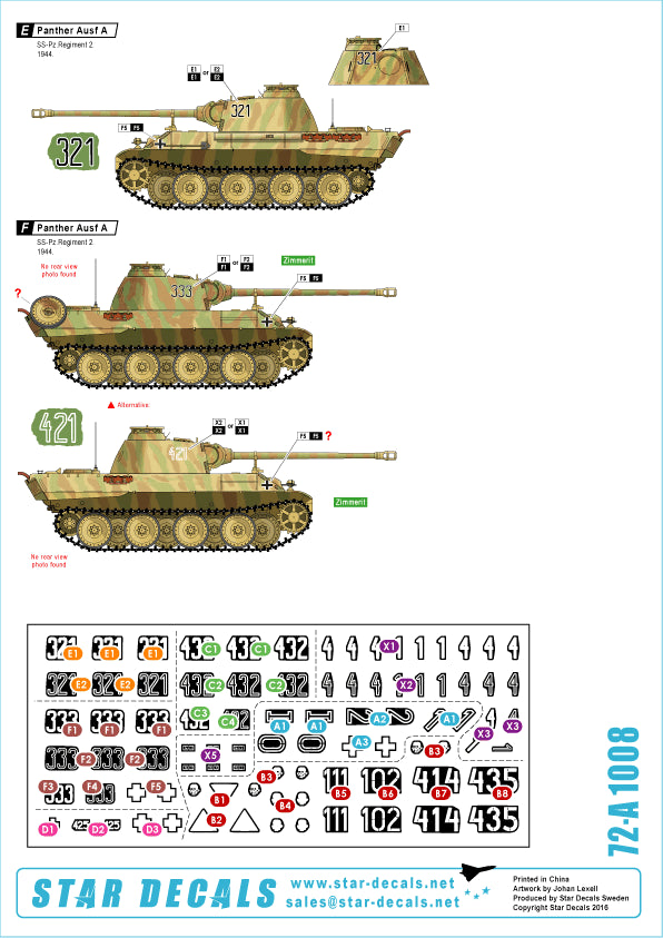 Star Decals 72-A1008 1:72 SS-Panthers #2