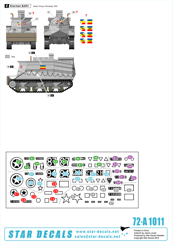 Star Decals 72-A1011 1:72 British Special Shermans