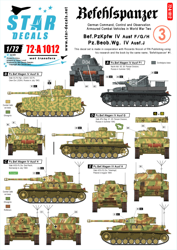 Star Decals 72-A1012 1:72 Befehlspanzer # 3