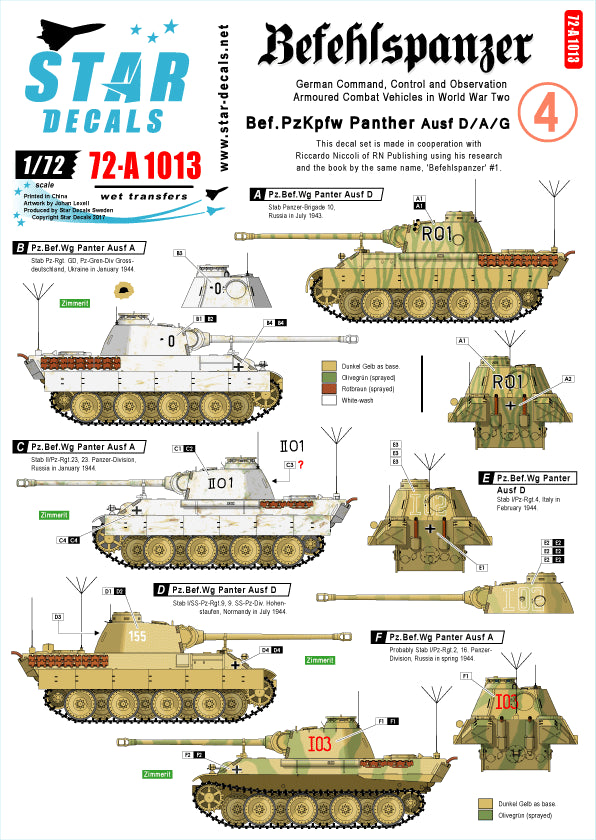 Star Decals 72-A1013 1:72 Befehlspanzer # 4