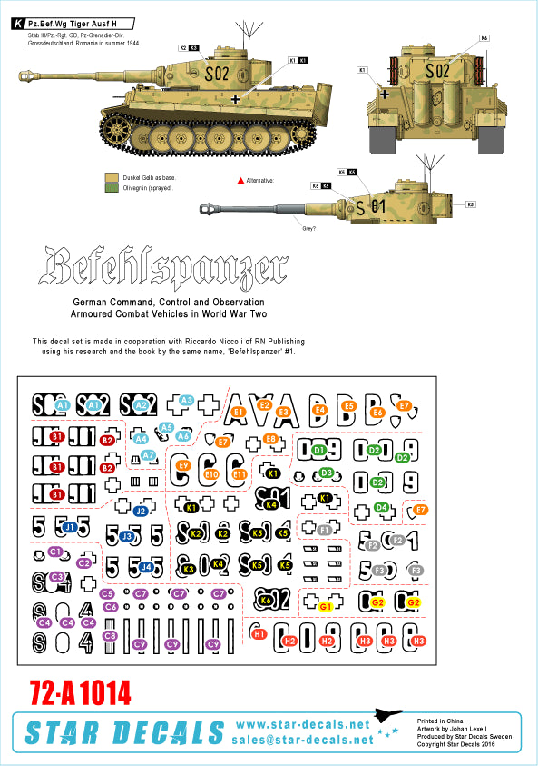 Star Decals 72-A1014 1:72 Pz.Bef.Wagen Pz.Kpfw.VI Tiger I and II