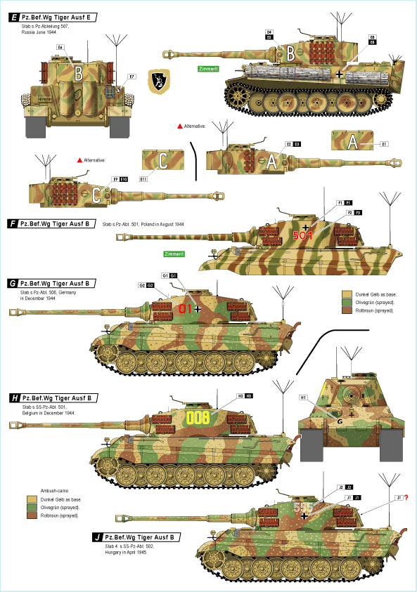 Star Decals 72-A1014 1:72 Pz.Bef.Wagen Pz.Kpfw.VI Tiger I and II