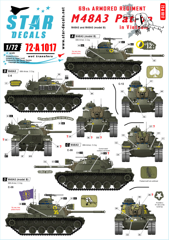 Star Decals 72-A1017 1:72 M48A3 Patton