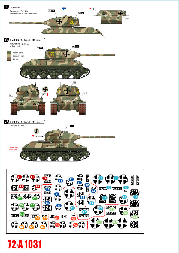 Star Decals 72-A1031 1:72 Finnish Tanks in WW2 # 3