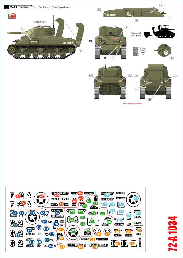 Star Decals 72-A1034 1:72 US M4A1 Sherman
