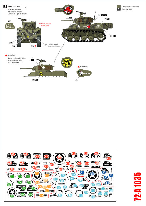 Star Decals 72-A1035 1:72 US M5A1 Stuart
