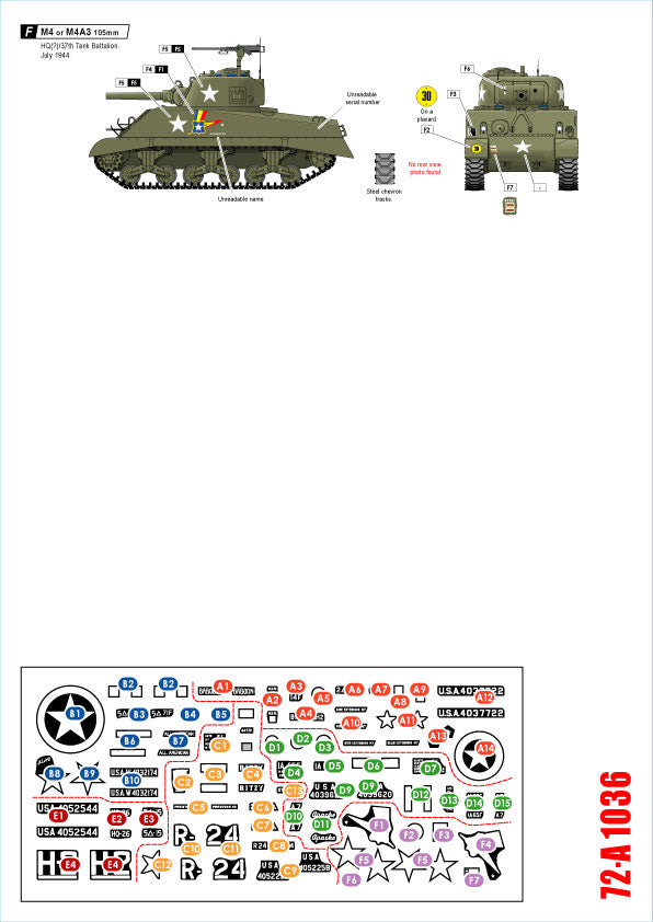 Star Decals 72-A1036 1:72 US Assault Tanks & S.P