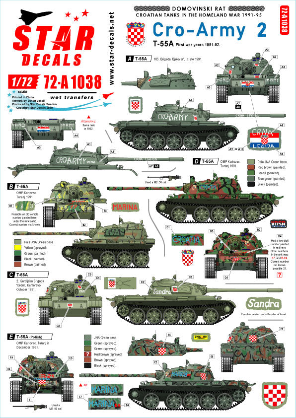 Star Decals 72-A1038 1:72 CRO-ARMY # 2