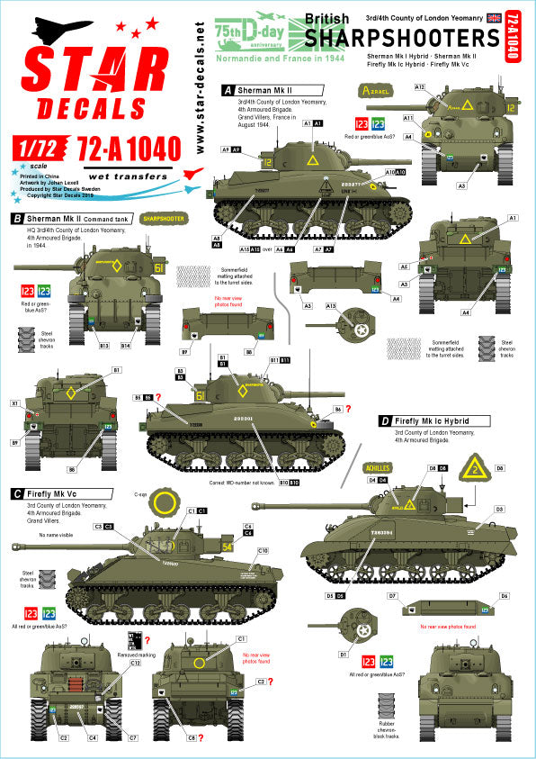 Star Decals 72-A1040 1:72 British Sharpshooters