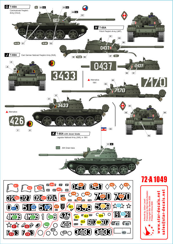 Star Decals 72-A1049 1:72 Soviet T-55A Cold War