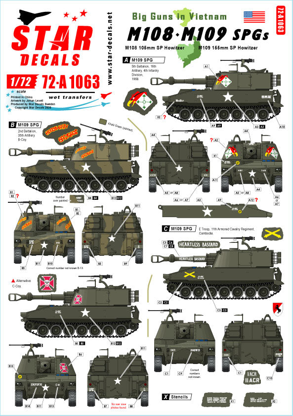 Star Decals 72-A1063 1:72 Big Guns in Vietnam