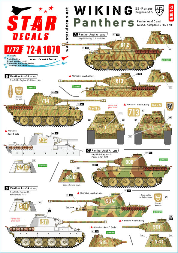 Star Decals 72-A1070 1:72 Wiking # 1