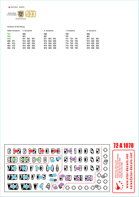 Star Decals 72-A1070 1:72 Wiking # 1