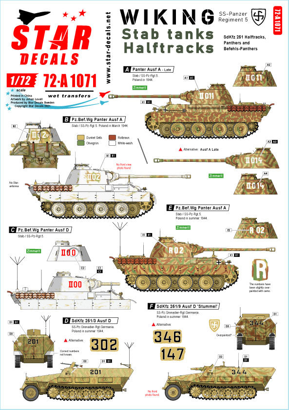 Star Decals 72-A1071 1:72 Wiking # 2