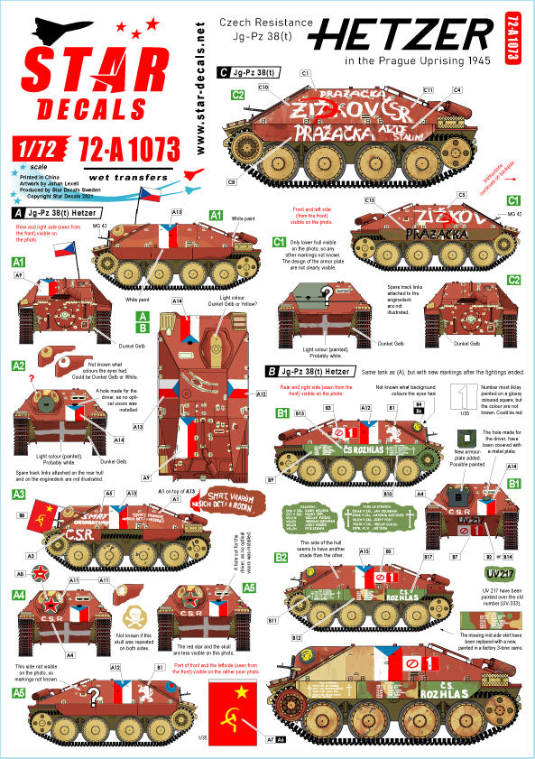 Star Decals 72-A1073 1:72 Hetzer