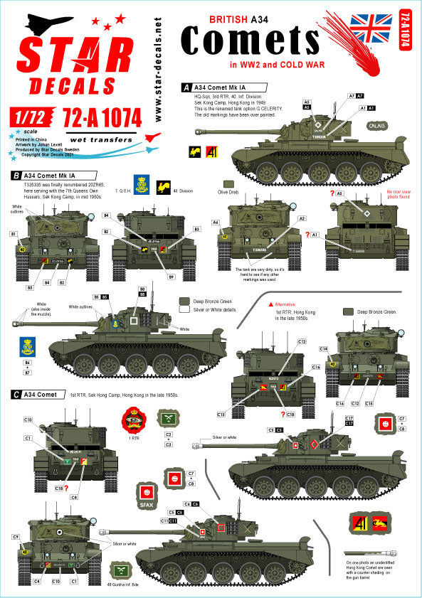 Star Decals 72-A1074 1:72 Comets