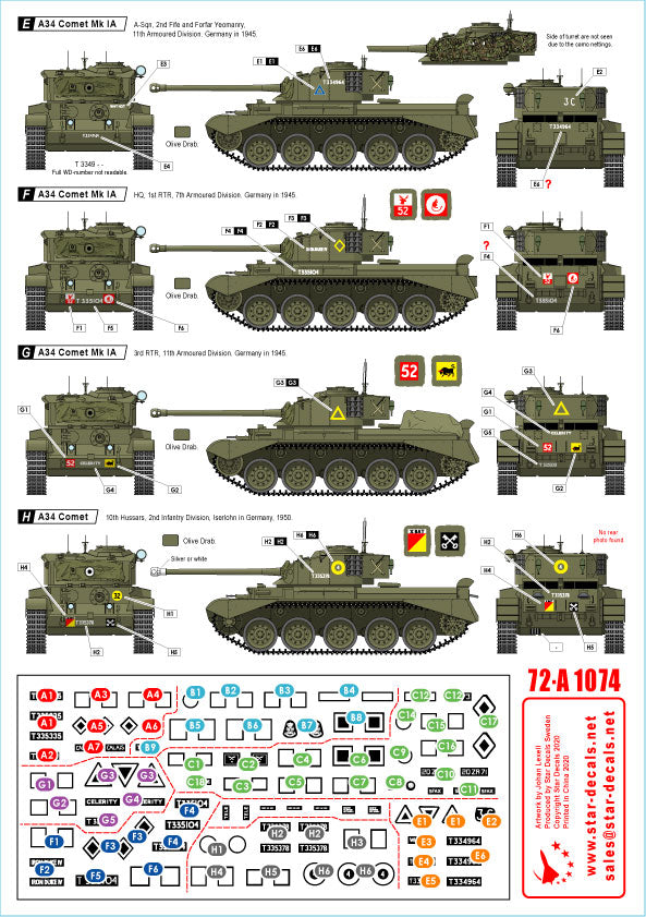 Star Decals 72-A1074 1:72 Comets