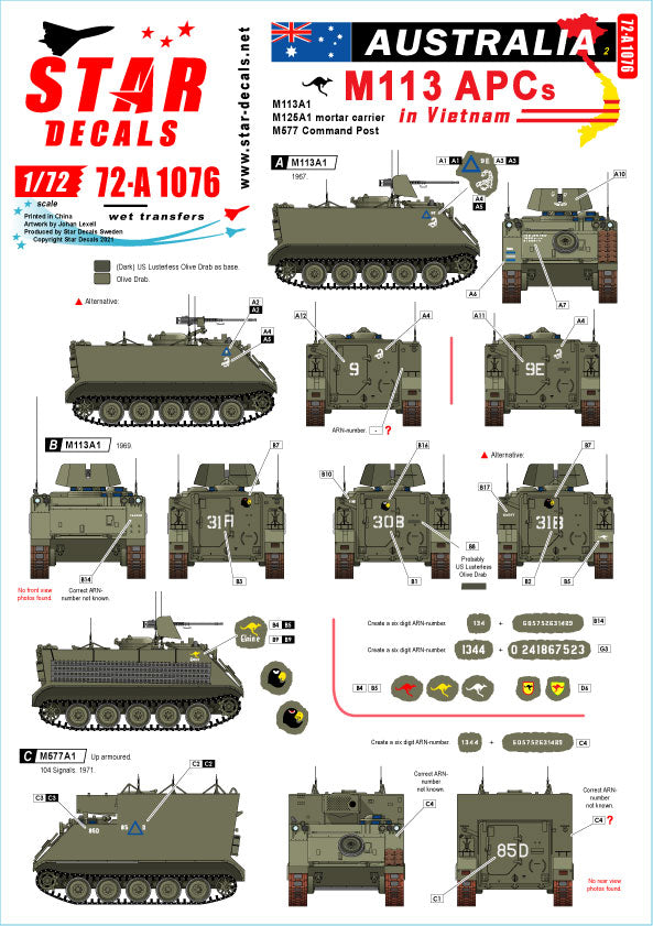 Star Decals 72-A1076 1:72 Australia in Vietnam # 2