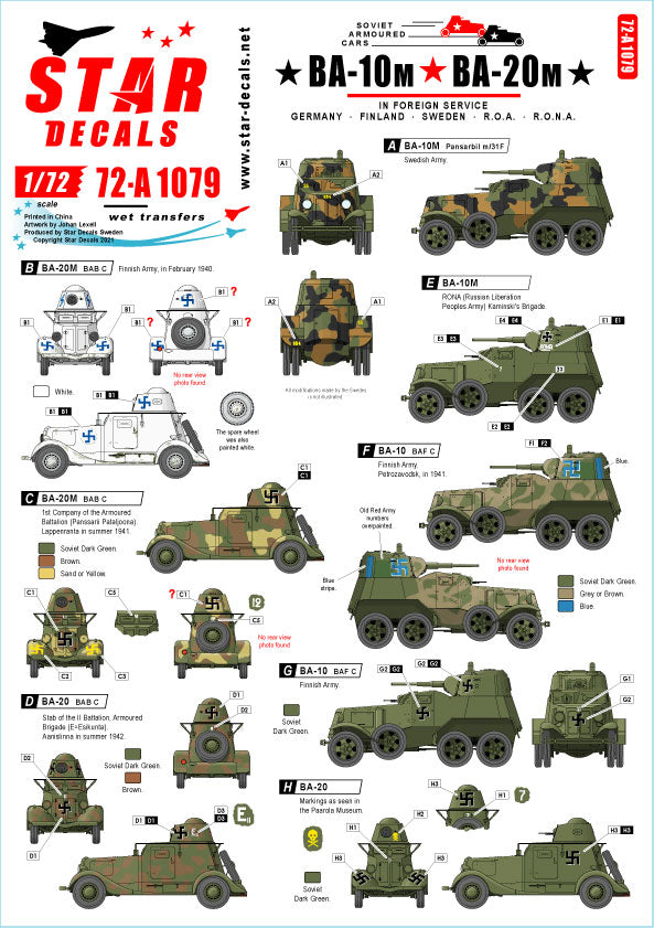 Star Decals 72-A1079 1:72 BA-10M and BA-20M