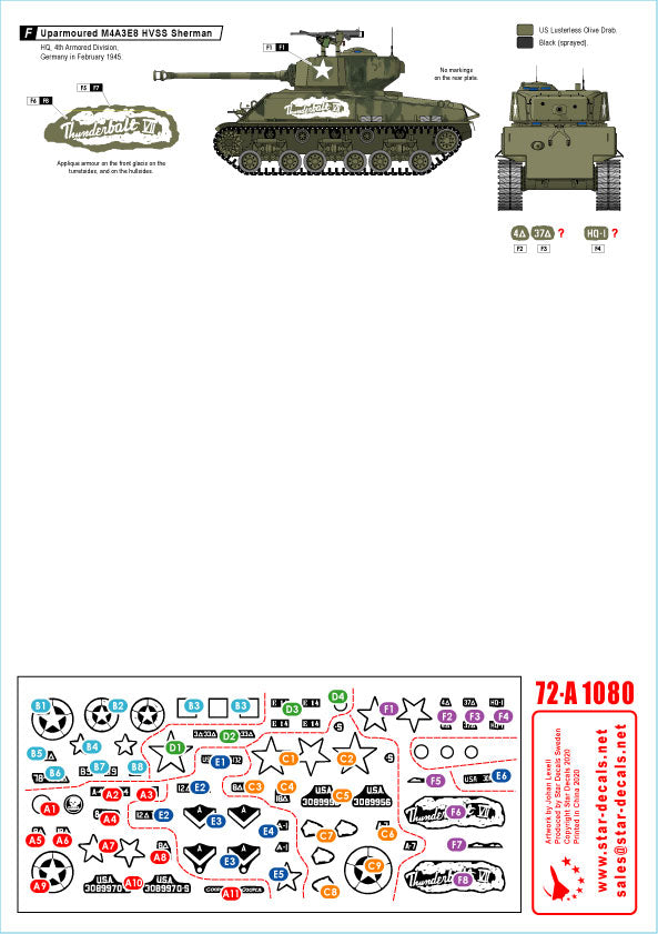 Star Decals 72-A1080 1:72 US Armor Mix # 1