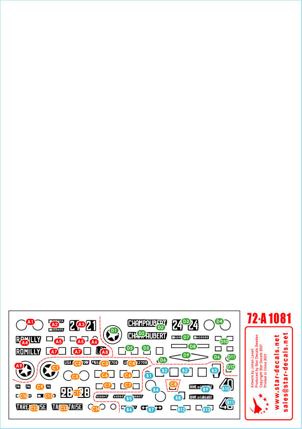 Star Decals 72-A1081 1:72 French M4A2 Sherman