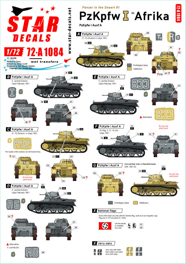 Star Decals 72-A1084 1:72 Panzer in the Desert # 1