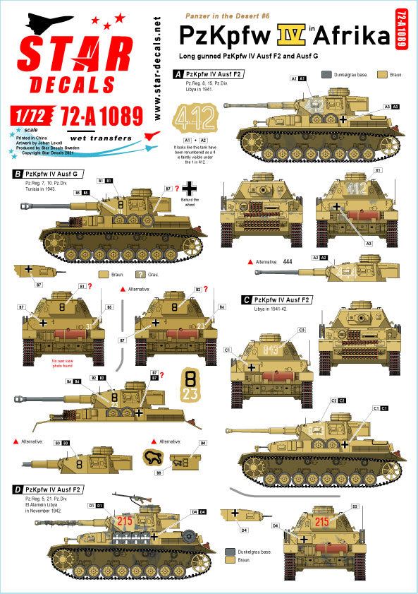 Star Decals 72-A1089 1:72 Panzer in the Desert # 5
