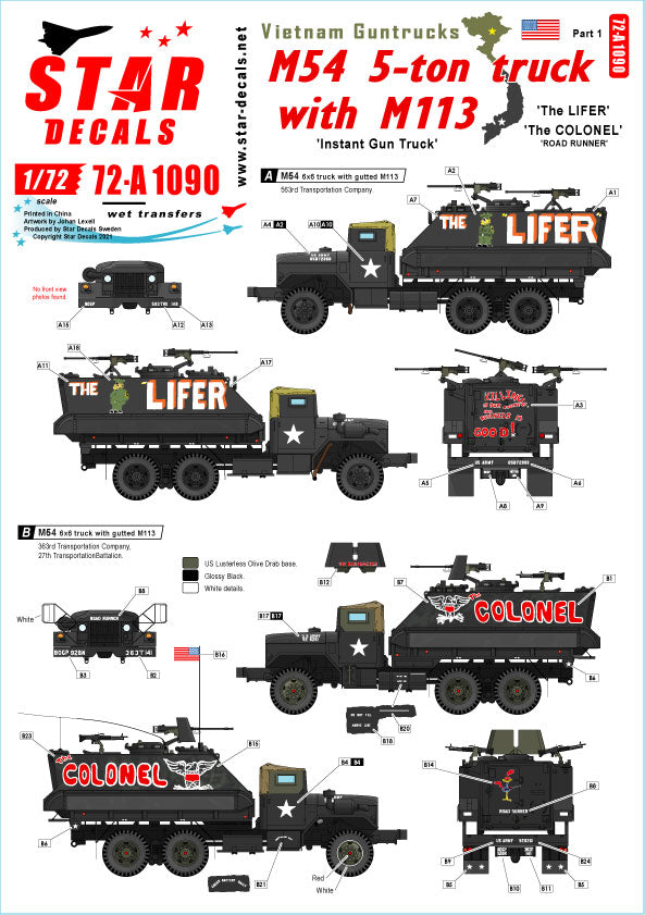 Star Decals 72-A1090 1:72 Vietnam Guntrucks