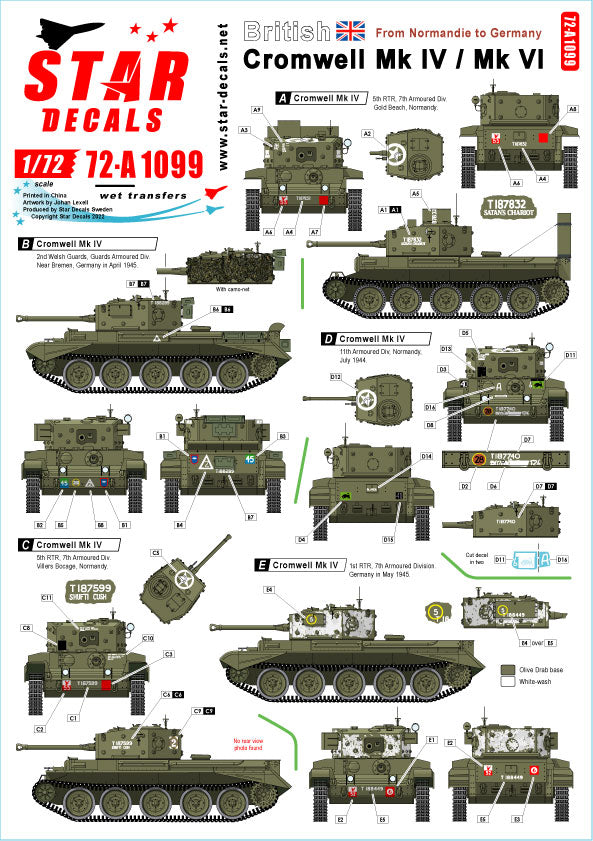 Star Decals British Cromwell Mk.IV / Mk.VI Normandy to Germany 1:72