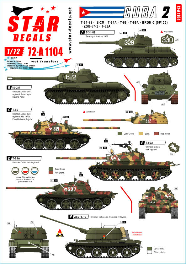 Star Decals 72-A1104 1:72 Tanks & AFVs in Cuba # 2