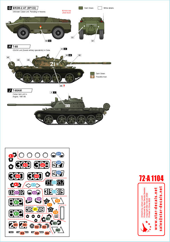 Star Decals 72-A1104 1:72 Tanks & AFVs in Cuba # 2