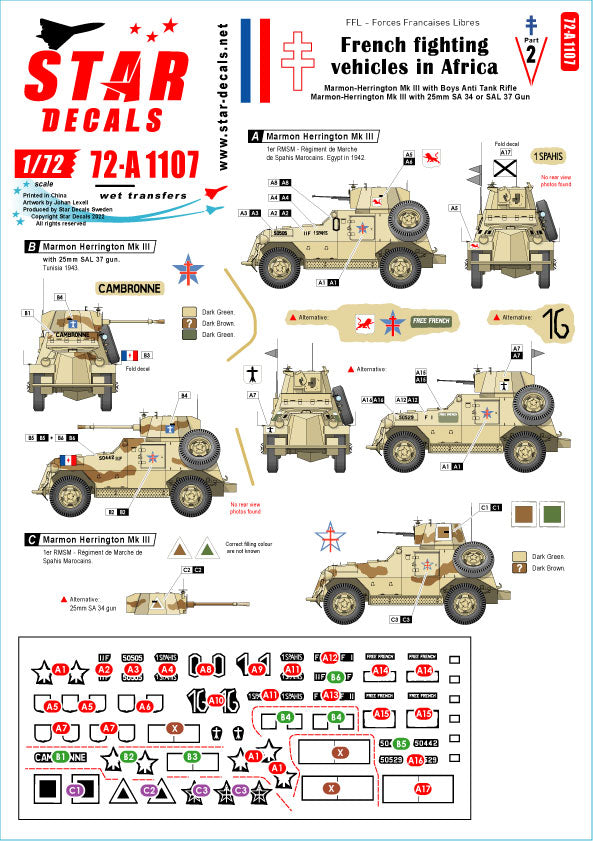 Star Decals 72-A1107 1:72 French Fighting Vehicles in Africa # 2