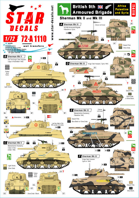 Star Decals 72-A1110 1:72 British 9th Armoured Division