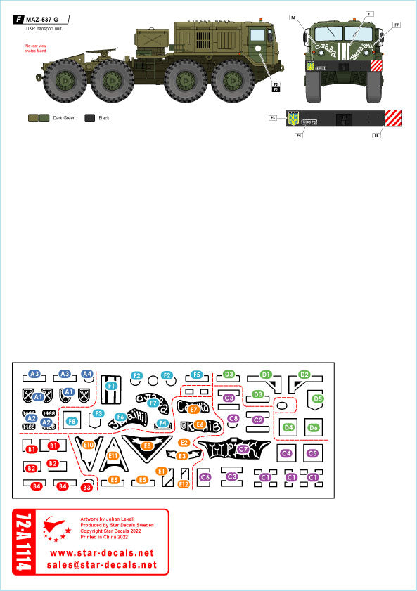 Star Decals 72-A1114 1:72 Ukraine Vehicles 2014–2022