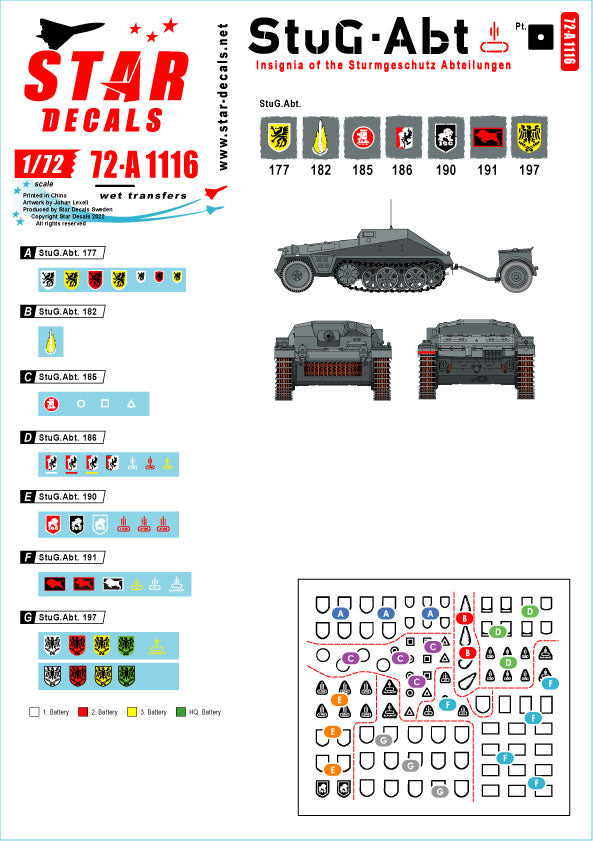 Star Decals StuG-Abt #1 Generic Insignia & Unit Markings 1:72