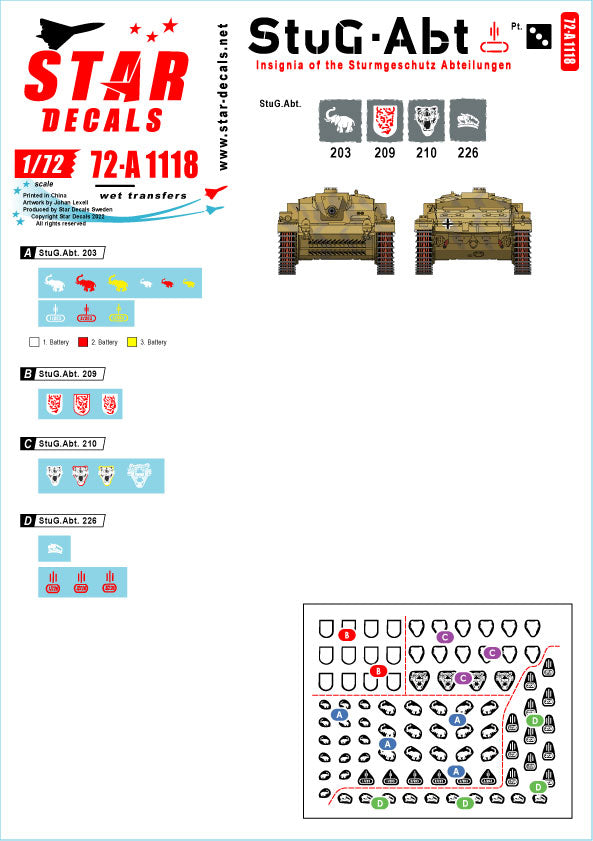 Star Decals StuG-Abt #3 Generic Insignia & Unit Markings 1:72
