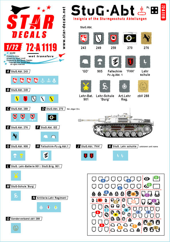 Star Decals StuG-Abt #4 Generic Insignia & Unit Markings 1:72