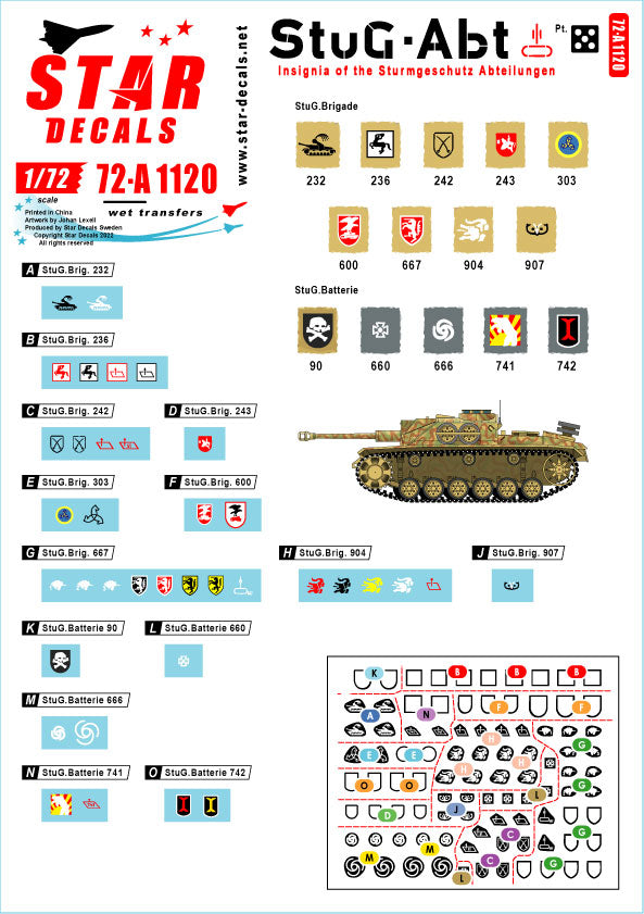 Star Decals StuG-Abt #5 Generic Insignia & Unit Markings 1:72