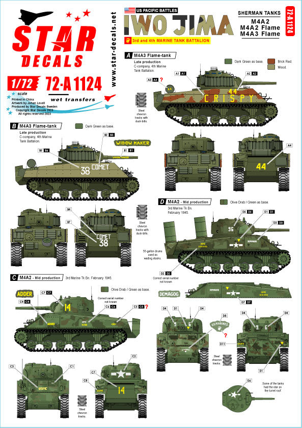 Star Decals 72-A1124 1:72 US PACIFIC WARS