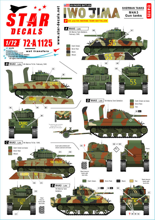 Star Decals 72-A1125 1:72 US PACIFIC WARS