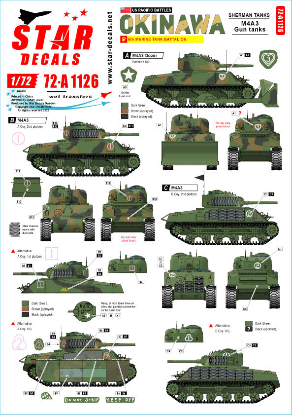 Star Decals 72-A1126 1:72 US PACIFIC WARS