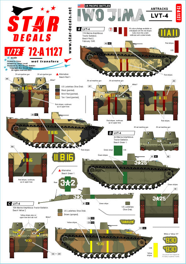 Star Decals 72-A1127 1:72 US PACIFIC WARS