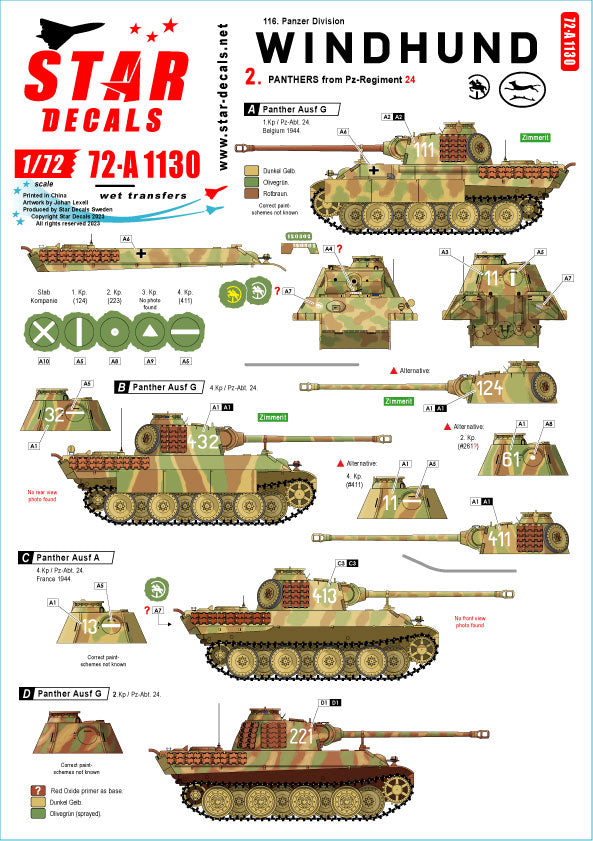Star Decals 72-A1130 1:72 Windhund # 2