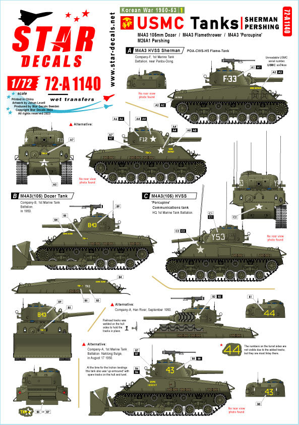 Star Decals 72-A1140 1:72 Korean War 1950-53 # 1