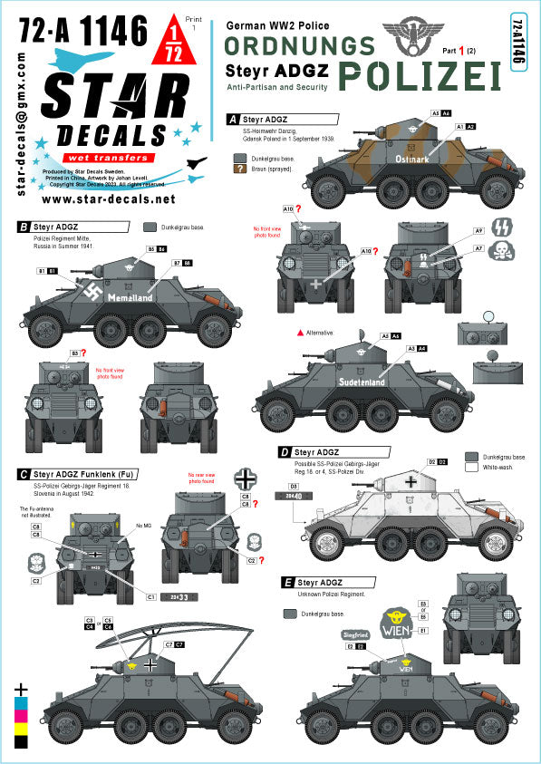 Star Decals 72-A1146 1:72 Ordnungs Polizei # 1
