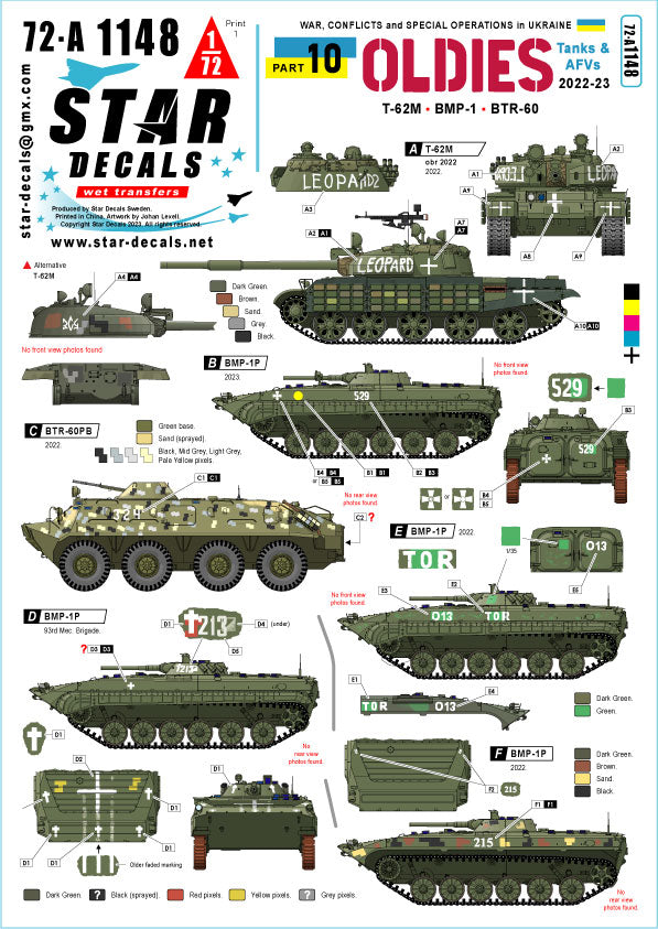 Star Decals 72-A1148 1:72 War in Ukraine # 10 Ukrainian Oldies