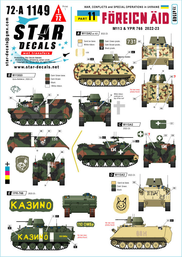 Star Decals 72-A1149 1:72 War in Ukraine # 11 Foreign Aid to Ukraine 2022-23
