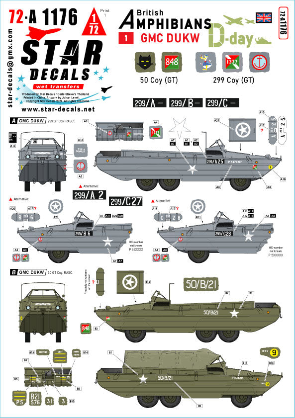 Star Decals 72-A1176 1:72 D-Day DUKW