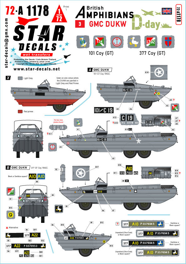 Star Decals 72-A1178 1:72 D-Day DUKW